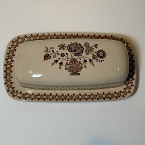 Vintage Johnson Brothers Old Granite Jamestown Covered Butter Dish England